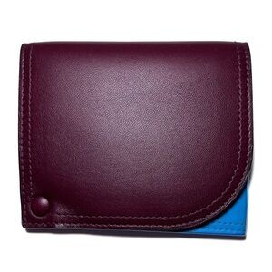 Bottega Veneta Leather Card Case in Bordeaux / Sky Blue